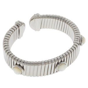 Colleen Lopez Stainless Steel Pearl Tubogas Cuff 6-3/4"